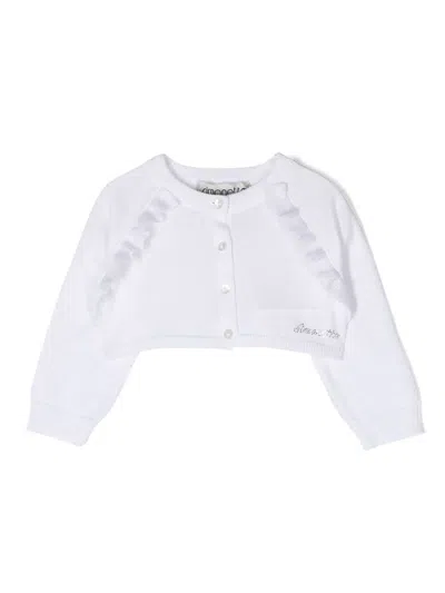 Simonetta Babies' Ruffled Cotton Cardigan In Weiss