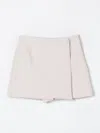 Simonetta White Fabric Shorts-skirt In Beige