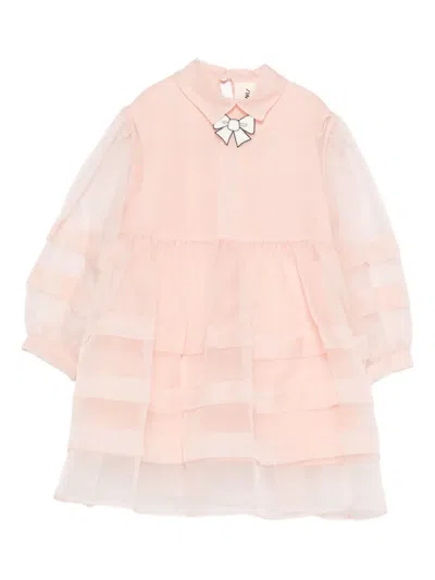 Simonetta Kids' Silk Dress In Pink