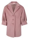 Simonetta Single-breasted Corduroy Coat In Pink