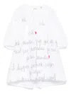 Simonetta Slogan-embroidered Dress In White