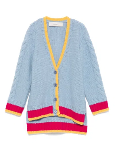 Simonetta Kids' Stripe-embellished Cardigan In Light Blue