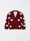 Simonetta Burgundy Cardigan For Girl With Heart In Purple
