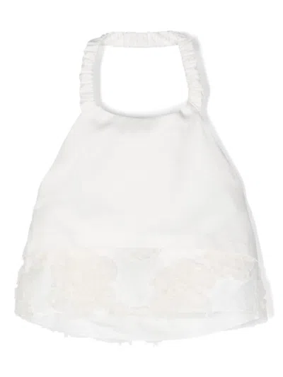 Simonetta Kids' Floral-lace Halterneck Top In White