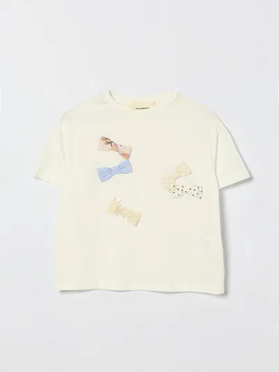 Simonetta Kids' Tシャツ  ボーイ カラー アイボリー In Neutral