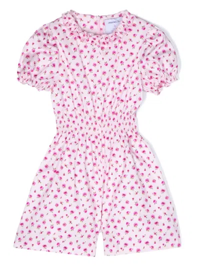 Simonetta Kids' Tuta Corta A Fiori In Pink