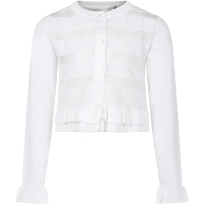 Simonetta Kids' White Cardigan For Girl