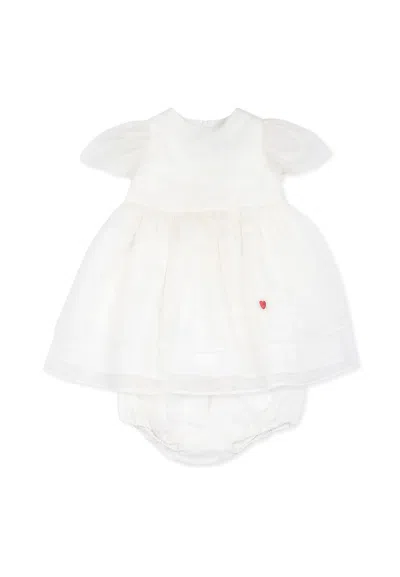 Simonetta White Dress For Baby Girl With Embrodery