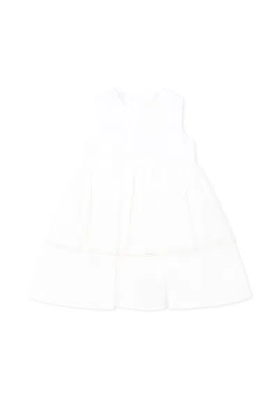 Simonetta White Dress For Baby Girl With Logo