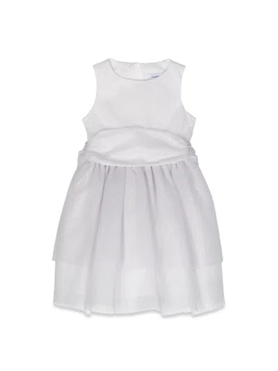 Simonetta Woven Polyester Dress In Silver