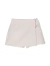 Simonetta Kids' White Fabric Shorts-skirt In Beige