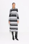Simonmiller Axon Stripe Long-sleeve Midi Sweater Dress In Black/macadamia Multi
