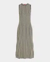 Simonmiller Axon Sleeveless Striped Midi Dress In Black Rice Flour Stripe