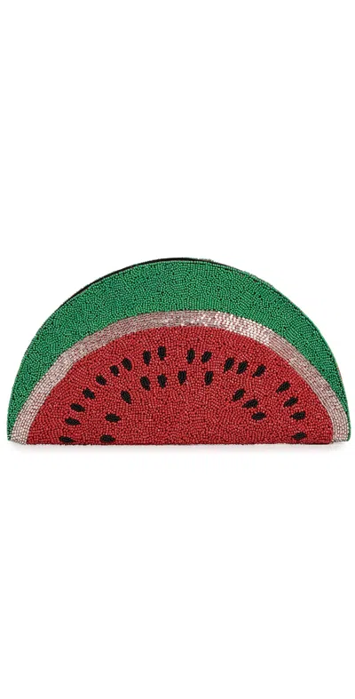 Simonmiller Beaded Lune Clutch Watermelon In Green