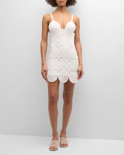 Simonmiller Beep Beep Crochet Mini Dress In Pearl