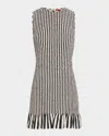 Simonmiller Belle Smocked Mini Dress In Black White Stripe