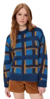 Simonmiller Calder Knit Sweater Tonal Blue Plaid In Blue