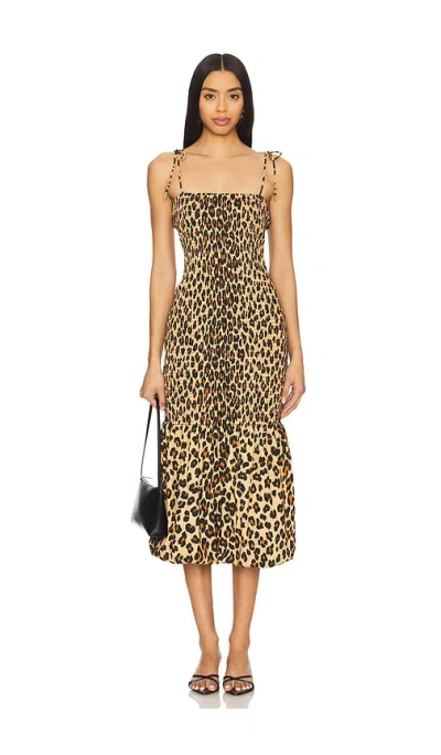 Simonmiller Canto Smocked Poplin Dress In 豹纹