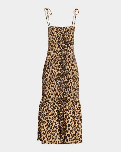 Simonmiller Canto Smocked Poplin Dress In Brown