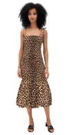 Simonmiller Canto Smocked Poplin Midi Dress In Leopard