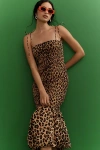 Simonmiller Canto Smocked Poplin Midi Dress In Brown