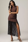Simonmiller Casablanca Crepe Fringe Dress Choco Brown Leopard In Brown