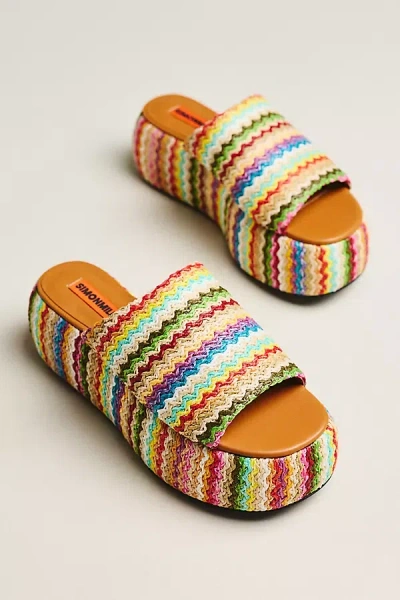 Simonmiller Cloudy Metallic Platform Slide Sandals In Multi