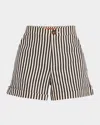 Simonmiller Como Linen Shorts In Black/macadamia Micro Stripe
