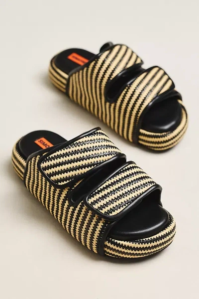 Simonmiller Cro Raffia Slide Sandals In Black