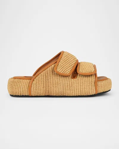 Simonmiller Cro Woven Dual-grip Slide Sandals In Brown