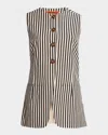 Simonmiller Del Mar Linen Vest In Stripe In Black Macadamia Micro Stripe