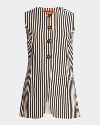 Simonmiller Del Mar Striped Linen Vest In Black