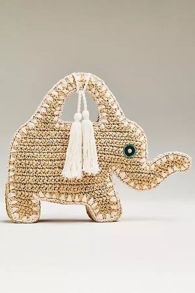 Simonmiller Elephant-shaped Raffia Bag In Neutral