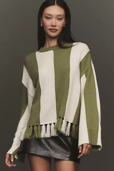 Simonmiller Faye Tassel Wool Blend Sweater In Green
