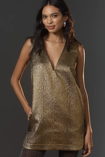 Simonmiller Fountain Metallic Mini Dress In Gold