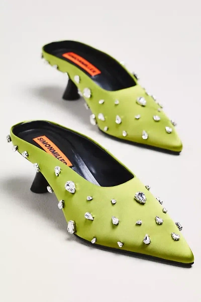 Simonmiller Gemstone Teardrop Mule Heels In Green