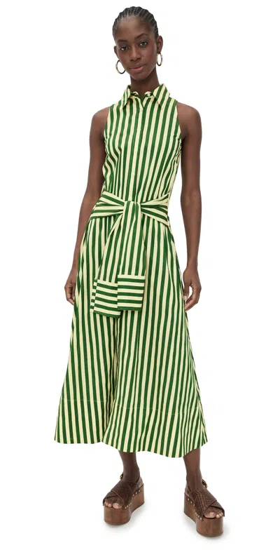 Simonmiller Inna Sleeveless Poplin Dress Gummy Green/ecru