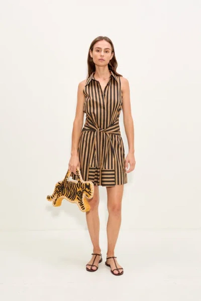 Simon Miller Simonmiller Inna Sleeveless Poplin Mini Dress In Brown