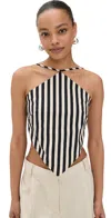 Simonmiller Kit Poplin Tie Top Black/macadamia Micro Stripe In Black/macadamia Micro Stripe