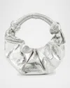 Simonmiller Lame Lopsy Metallic Vegan Leather Top-handle Bag In Silver