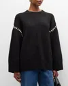Simonmiller Leith Whipstitch Knit Sweater In Black With Cream