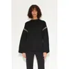 Simonmiller Leith Whipstitch Knit Sweater In Black With Cream