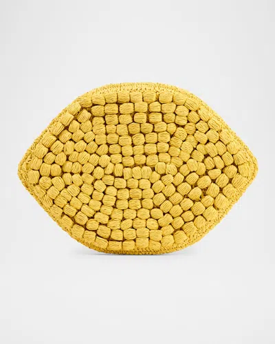 Simonmiller Lemon Flat Raffia Clutch Bag In Lemon Yellow