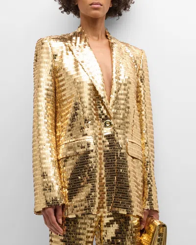 Simonmiller Lennox Oversized Sequin Jacket In Star Gold