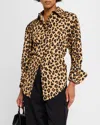 Simonmiller Loch Cutout Tie-back Striped Poplin Shirt In Cheetah