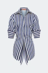 Simon Miller Simonmiller Loch Poplin Tie Back Button Up Shirt In Blue