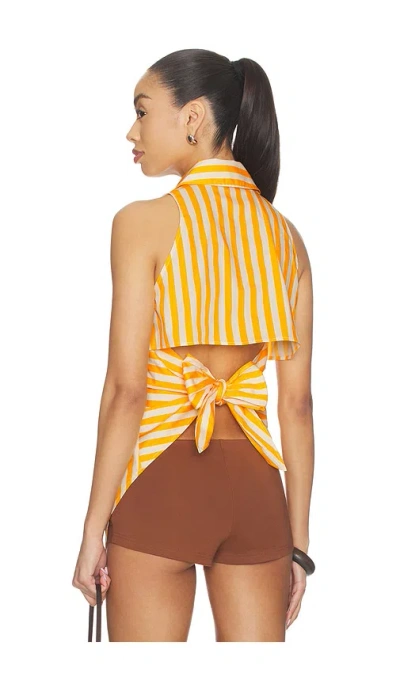 Simonmiller Loch Sleeveless Poplin Button Up In Gold