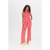 Simonmiller Loch Sleeveless Poplin Button Up In Cherry Red Wavy Gingham