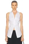 Simonmiller Loch Sleeveless Poplin Button-front Shirt In Macadamia