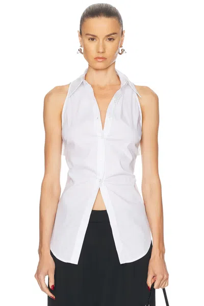 SIMONMILLER LOCH SLEEVELESS POPLIN BUTTON UP TOP
